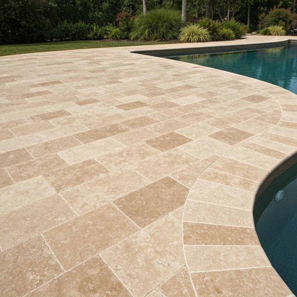 Travertine decking